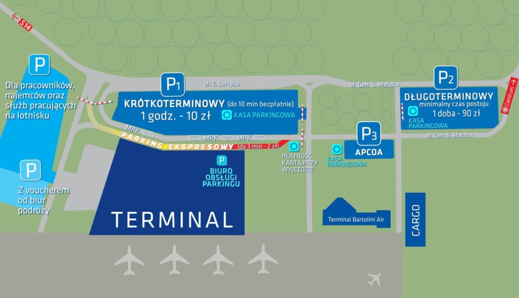 Mapa parkingu Lotnisko Łódź