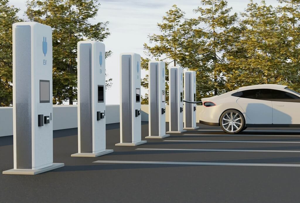 Parkowanie auta elektrycznego na lotnisku